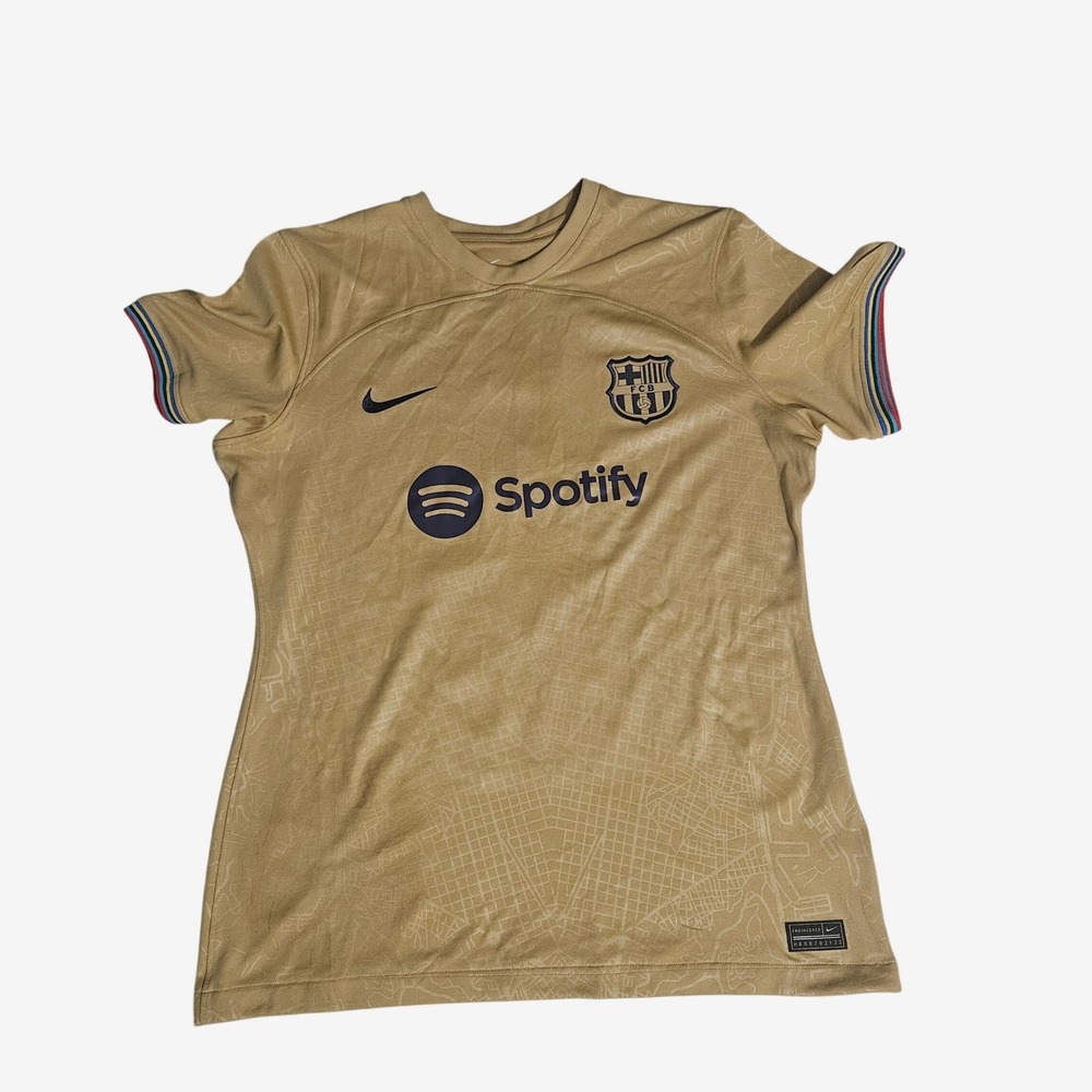 Womens Medium Nike FC Barcelona 2022-23 Away Jersey Pedri 8 Gold DJ7770-715